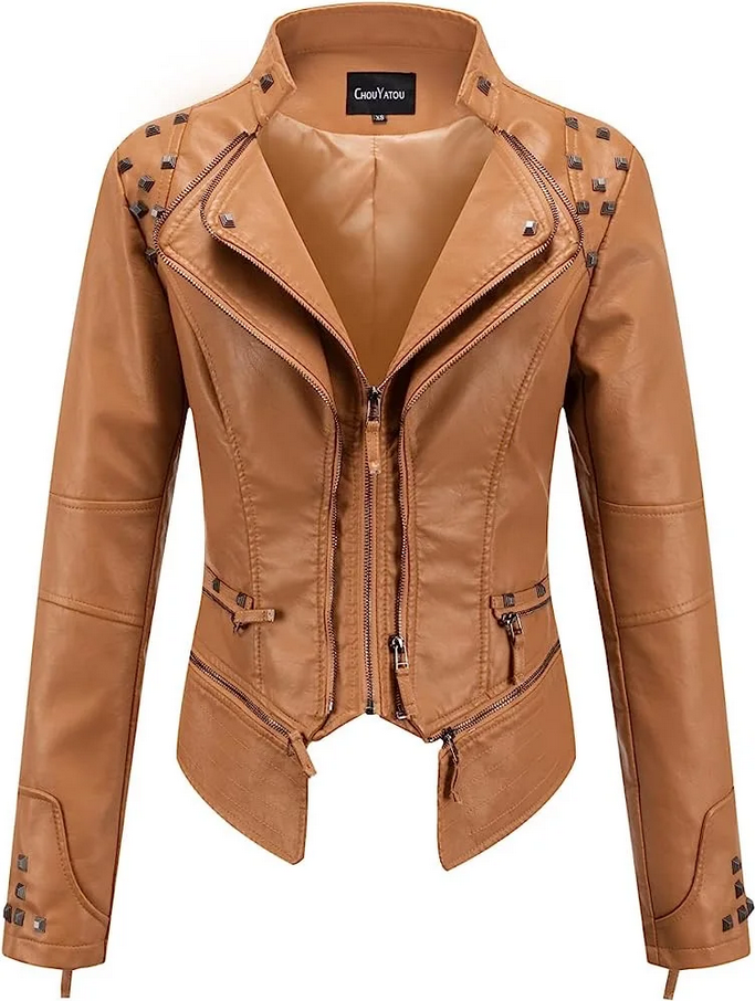 Black Studded Faux Leather Jacket