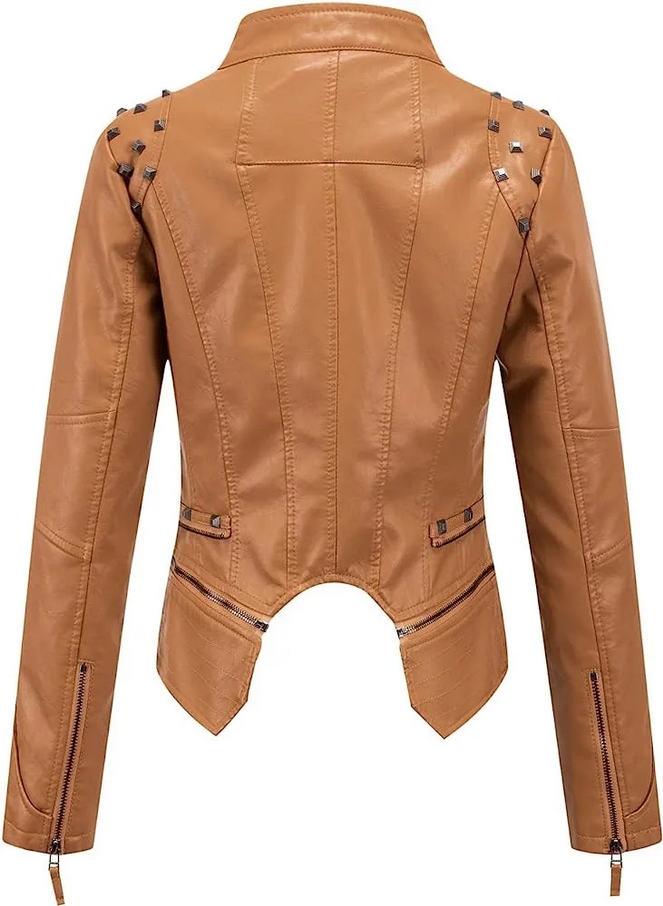 Black Studded Faux Leather Jacket