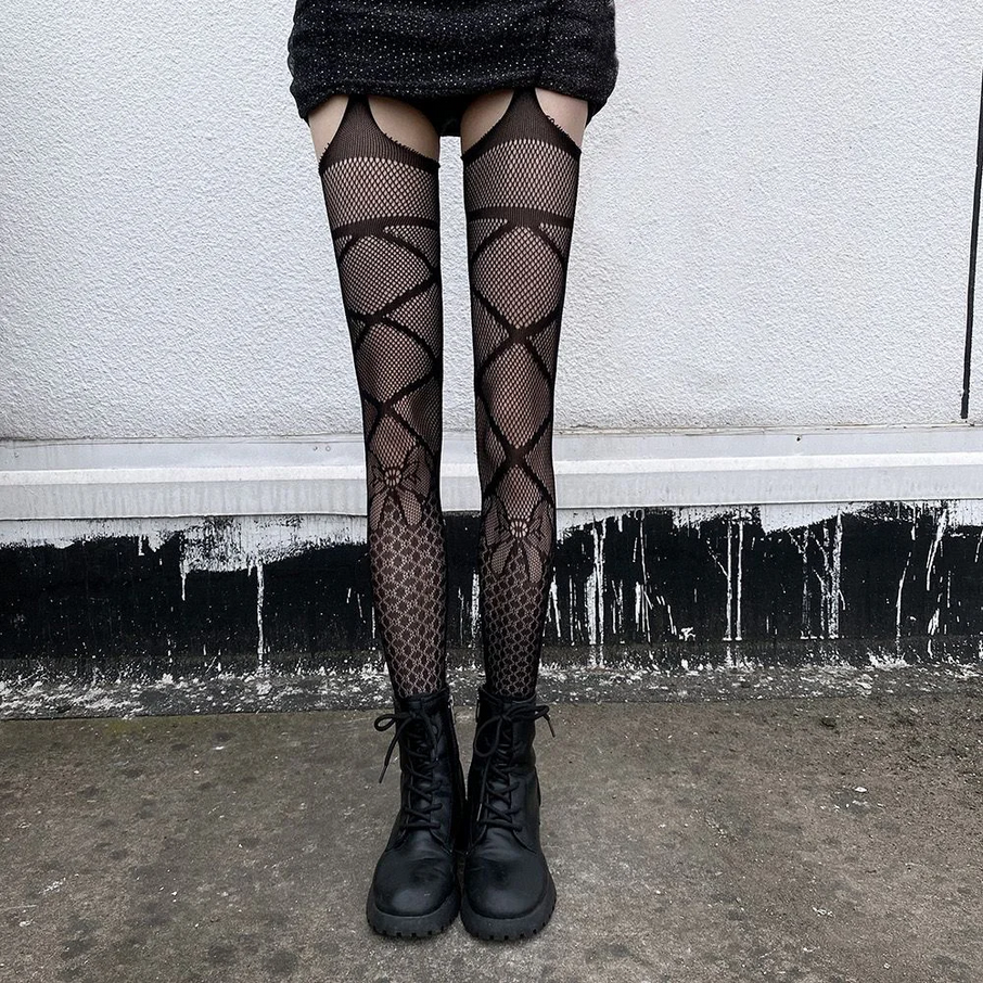 Black Mixed Pattern Tights