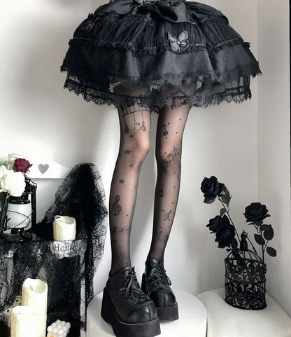 Music Note Print Tights