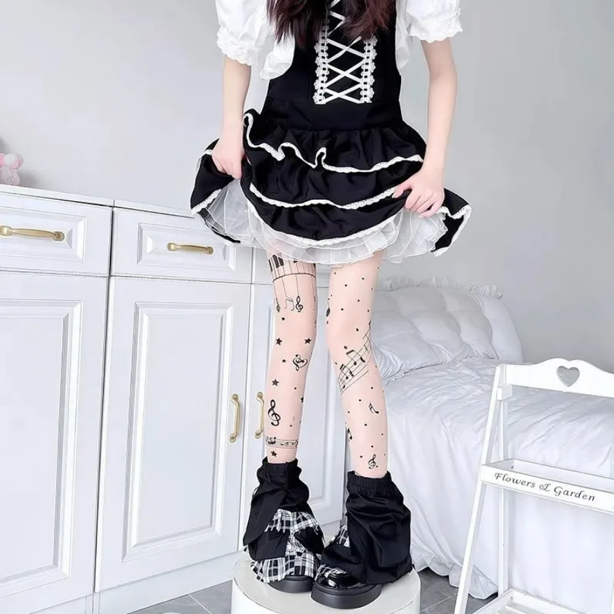Music Note Print Tights