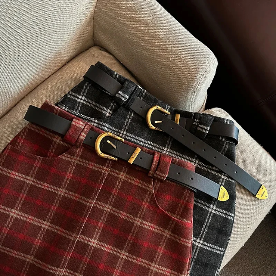 Plaid Belted Mini Skirt