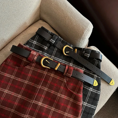 Plaid Belted Mini Skirt