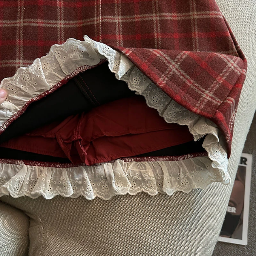 Plaid Belted Mini Skirt