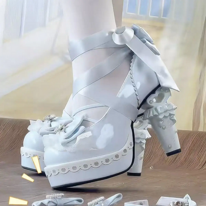 Kawaii Lolita Bow Platform Heels