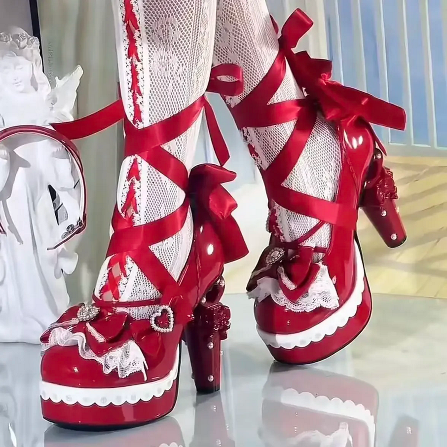 Kawaii Lolita Bow Platform Heels