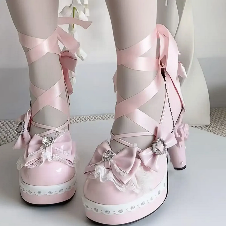 Kawaii Lolita Bow Platform Heels