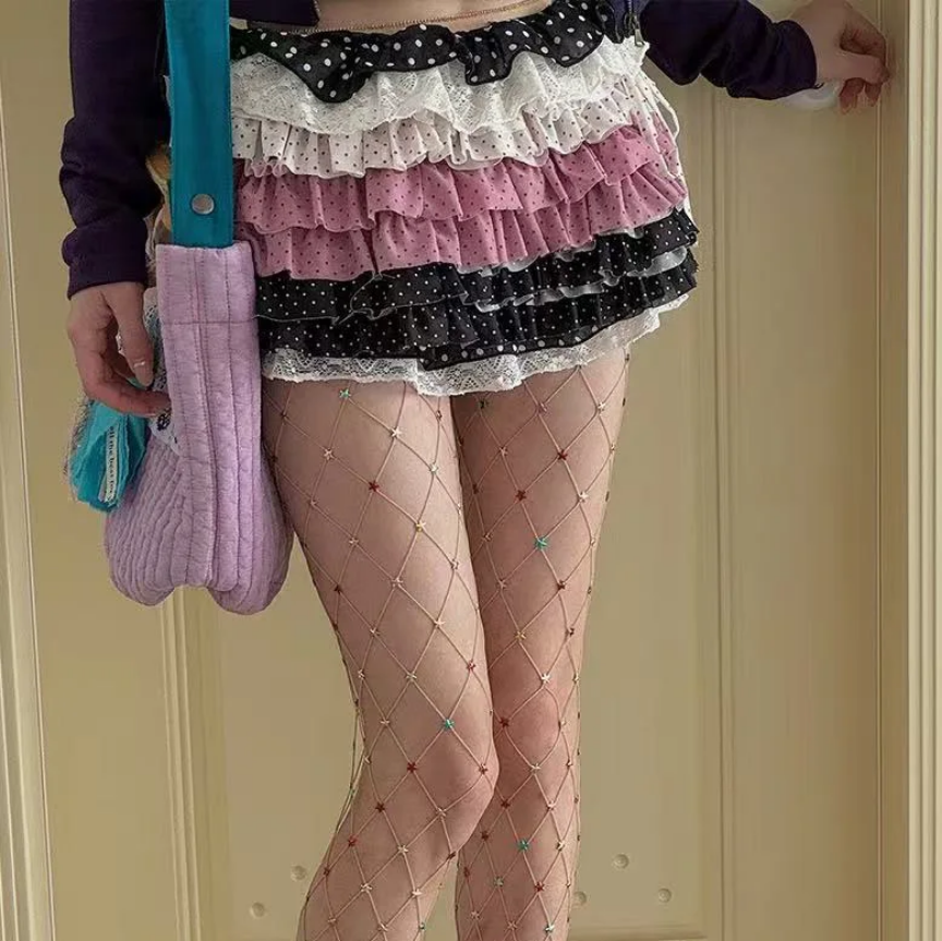 Colorful Star Fishnet Tights