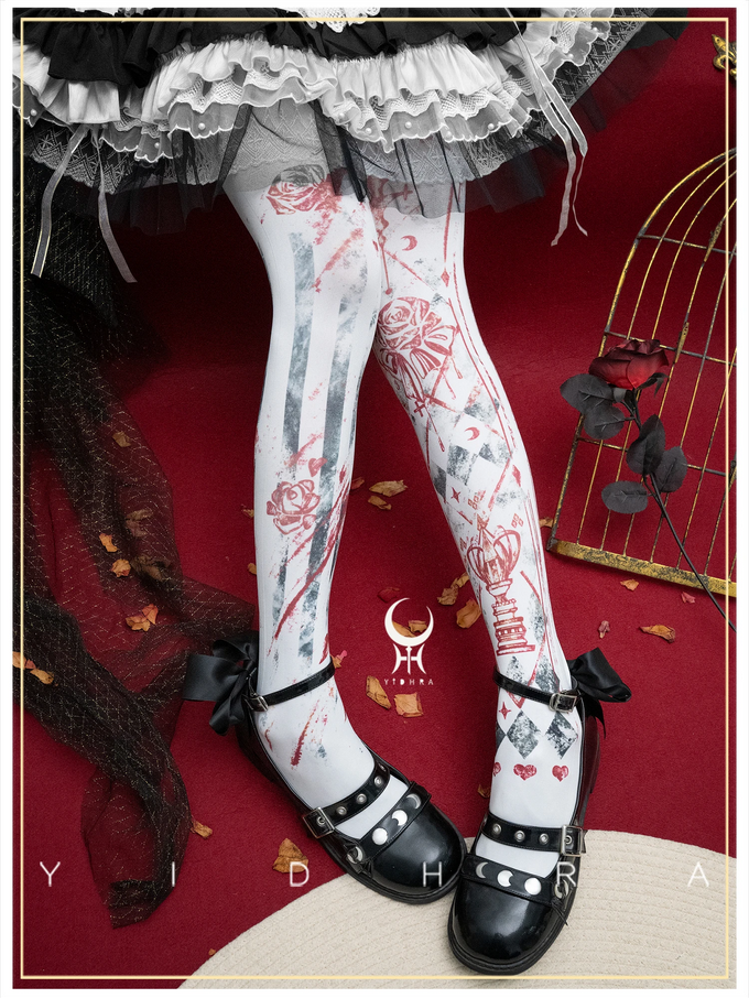 Celestial Moon & Rose Printed Tights