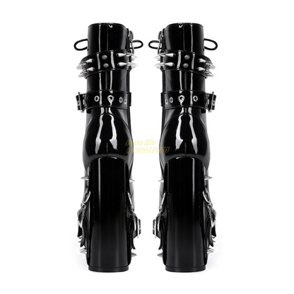 Gothic Studded Patent Platform Boots