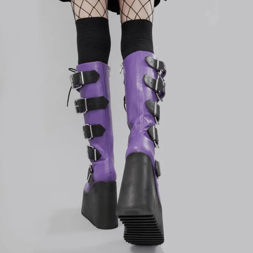 Purple Cyber Studded Extreme Platform Boots