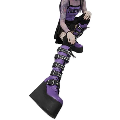 Purple Cyber Studded Extreme Platform Boots