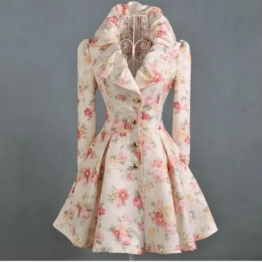 Romantic Floral Fit & Flare Coat