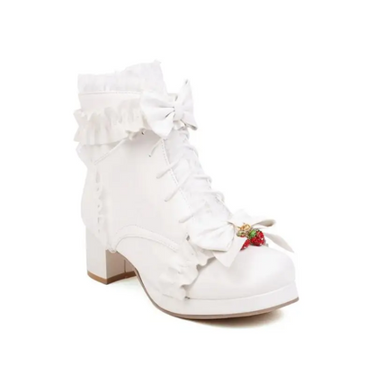 Sweet Strawberry Lolita Ankle Boots with Bow