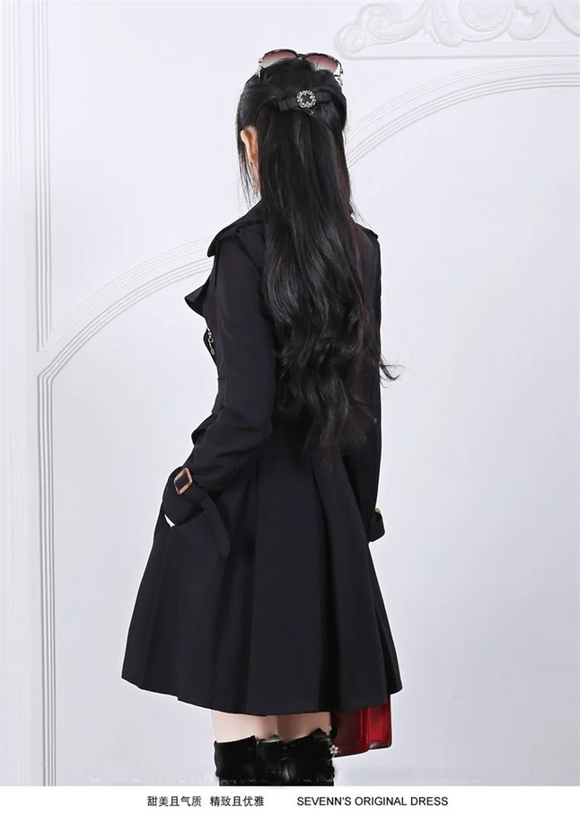 Gothic Belted Trench Coat with Zipper Details