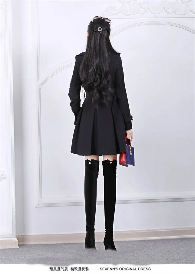 Gothic Belted Trench Coat with Zipper Details