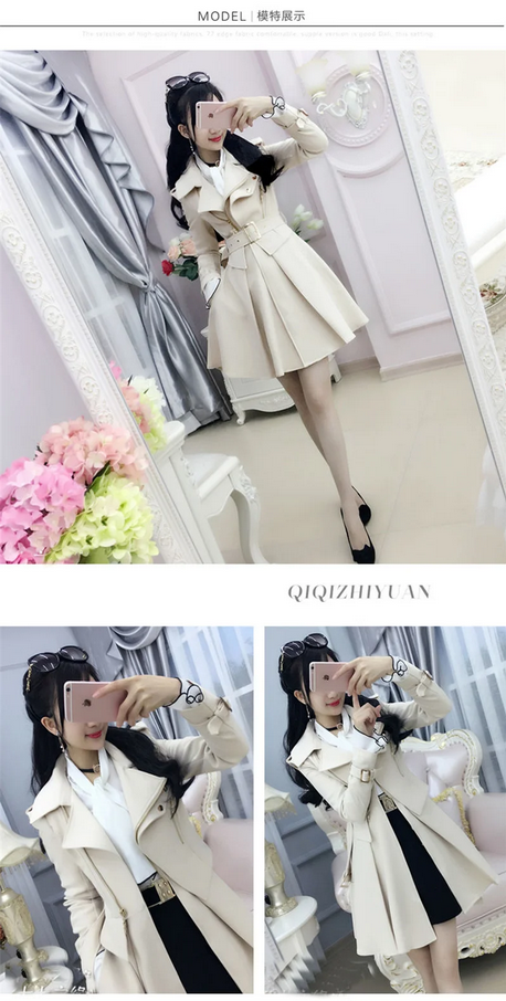 Gothic Belted Trench Coat with Zipper Details