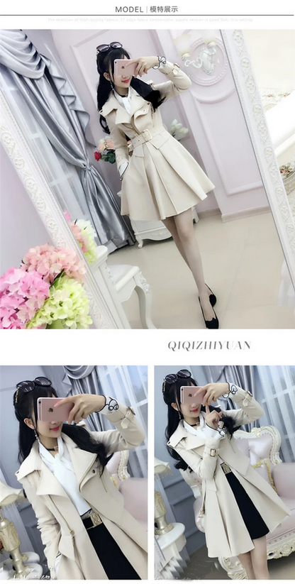 Gothic Belted Trench Coat with Zipper Details