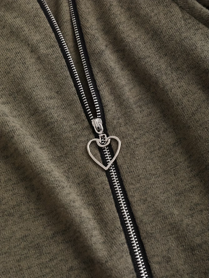 Gothic Hooded Maxi Coat with Studded Zipper Detail