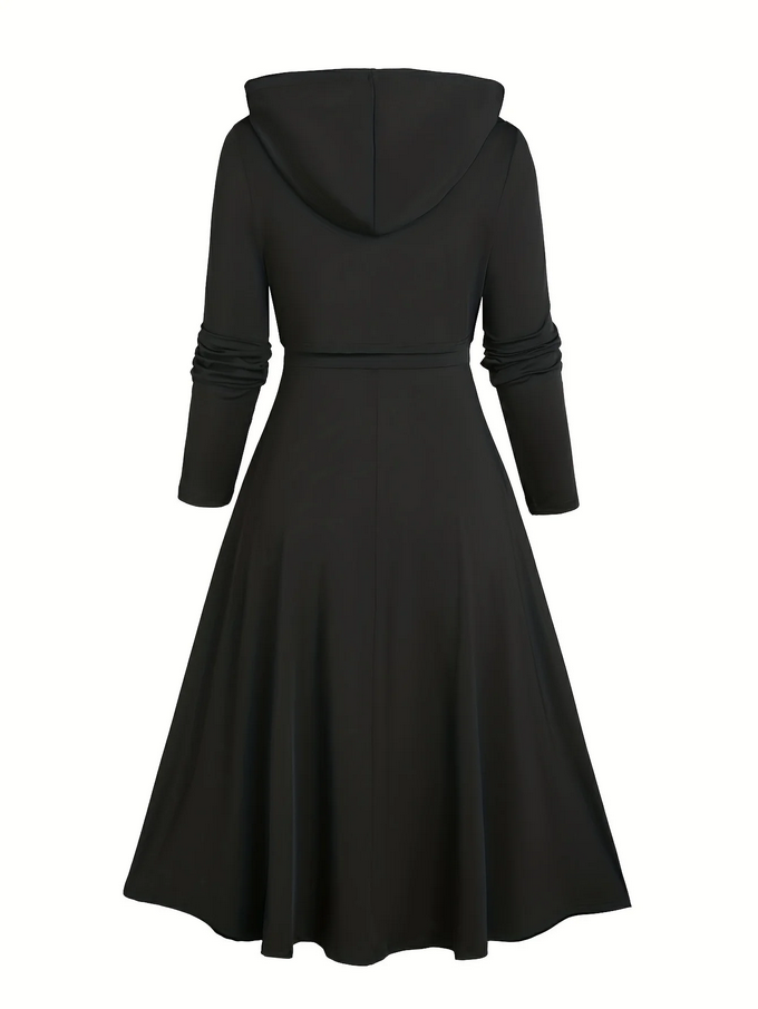 Classic Black Hooded Fit & Flare Dress