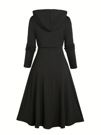 Classic Black Hooded Fit & Flare Dress