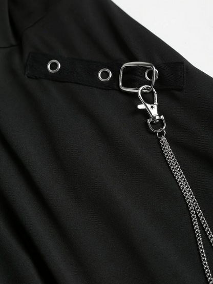 Classic Black Hooded Fit & Flare Dress