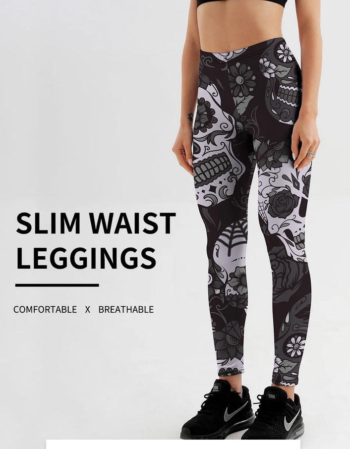 Day of the Dead Sugar Skull Print Leggings