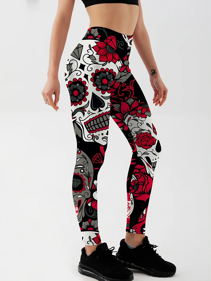 Day of the Dead Sugar Skull Print Leggings