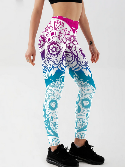 Day of the Dead Sugar Skull Print Leggings