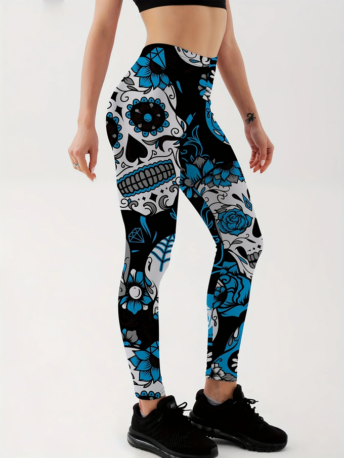 Day of the Dead Sugar Skull Print Leggings