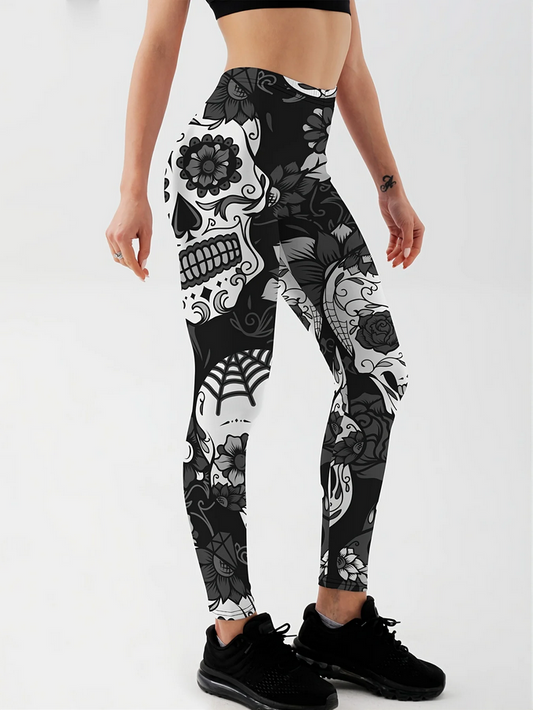 Day of the Dead Sugar Skull Print Leggings