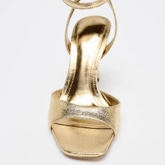 Modern Square-Toe Ankle Strap Heels