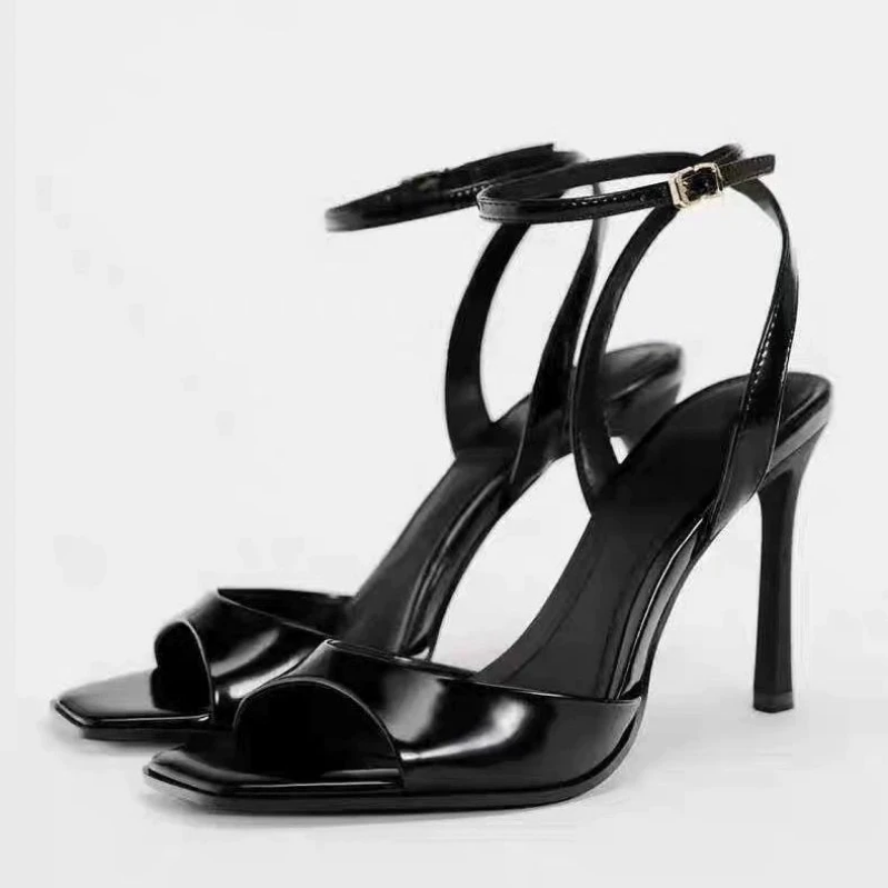Modern Square-Toe Ankle Strap Heels