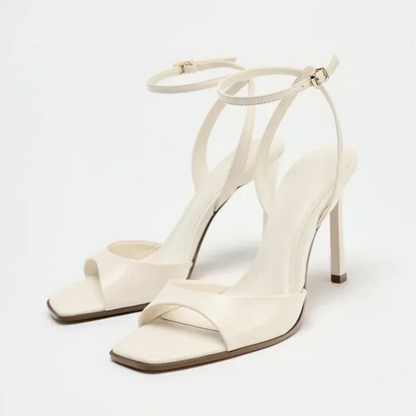 Modern Square-Toe Ankle Strap Heels