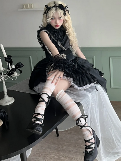 Sweet Kawaii Ballet-Inspired Ribbon Lace-Up Platform Shoes