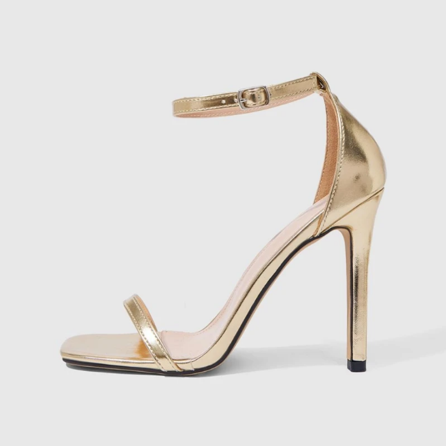 Classic Champagne Gold Ankle Strap Stiletto Heels