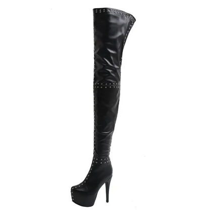 Fierce Studded Over-The-Knee Platform Boots
