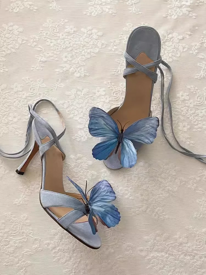 Enchanted Garden Butterfly Heels with Lace up Straps