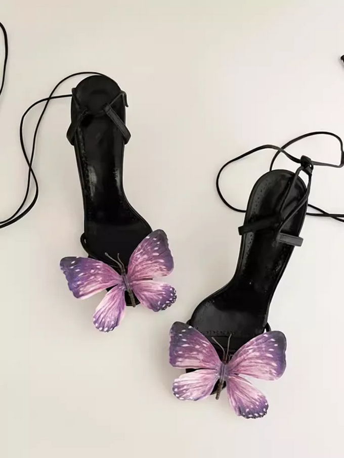Enchanted Garden Butterfly Heels with Lace up Straps
