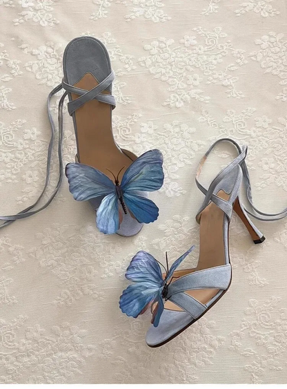 Enchanted Garden Butterfly Heels with Lace up Straps