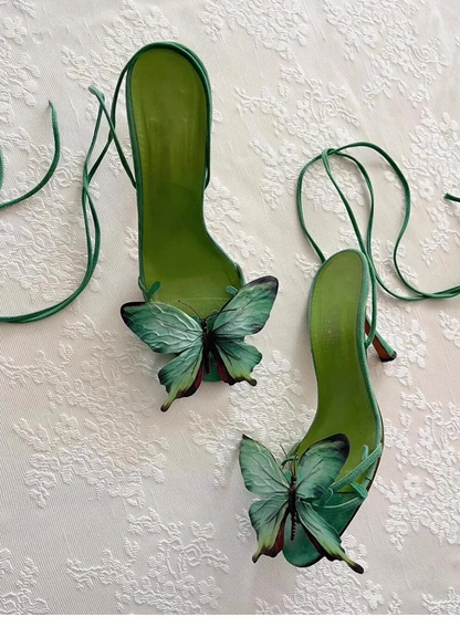 Enchanted Garden Butterfly Heels with Lace up Straps