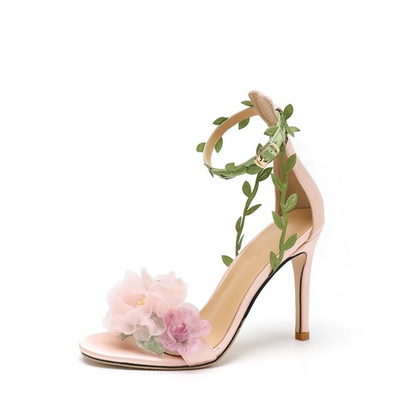 Secret Garden Heels with Floral & Leaf Vine Details