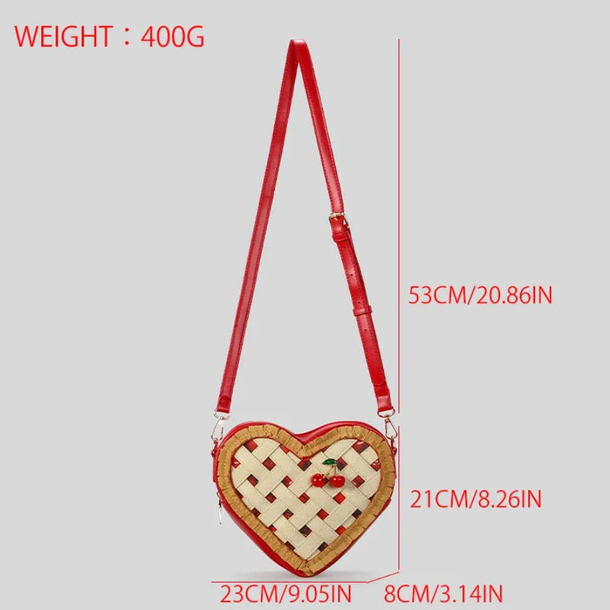 Sweet Cherry Pie Heart-Shaped Crossbody Bag