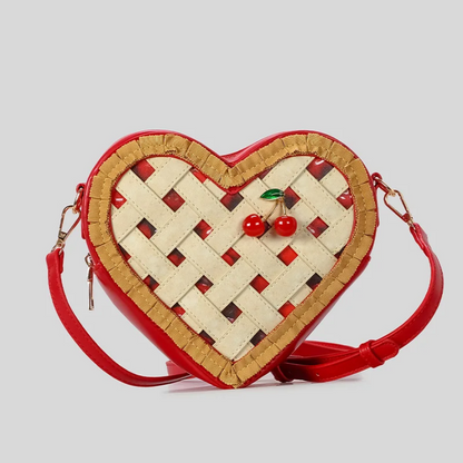 Sweet Cherry Pie Heart-Shaped Crossbody Bag