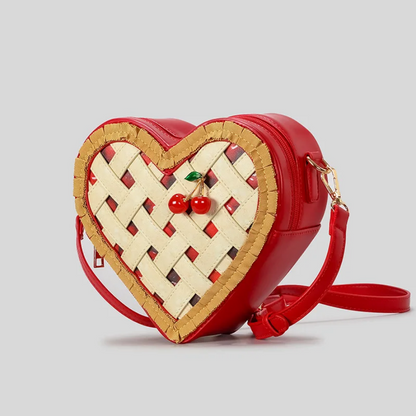Sweet Cherry Pie Heart-Shaped Crossbody Bag