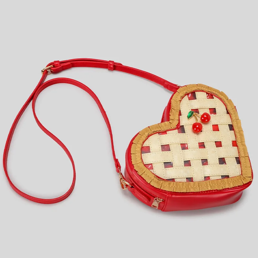 Sweet Cherry Pie Heart-Shaped Crossbody Bag