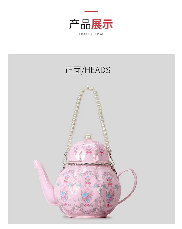 Enchanted Tea Party Teapot-Shaped Crossbody Bag
