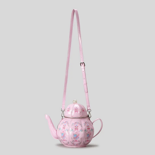 Enchanted Tea Party Teapot-Shaped Crossbody Bag
