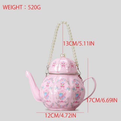 Enchanted Tea Party Teapot-Shaped Crossbody Bag