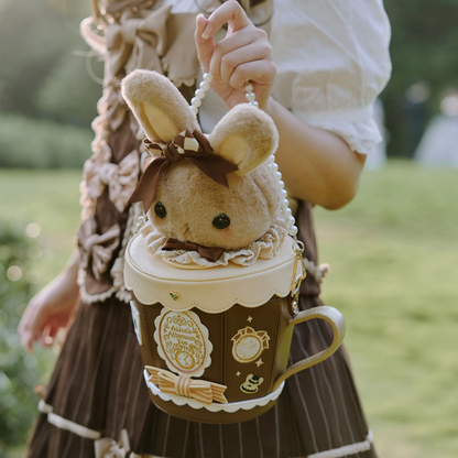 Adorable Bunny in Teacup Crossbody Bag - Lolita Style